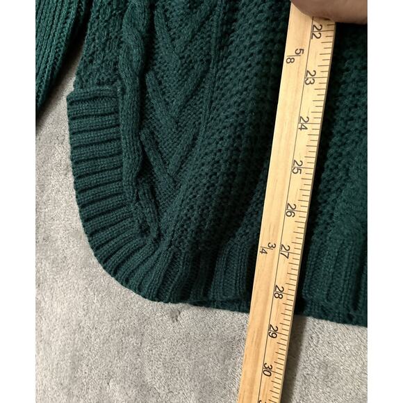 Natural Reflection Cable Knit Sweater Green Womens Size L Pullover Side Slits - Picture 6 of 9